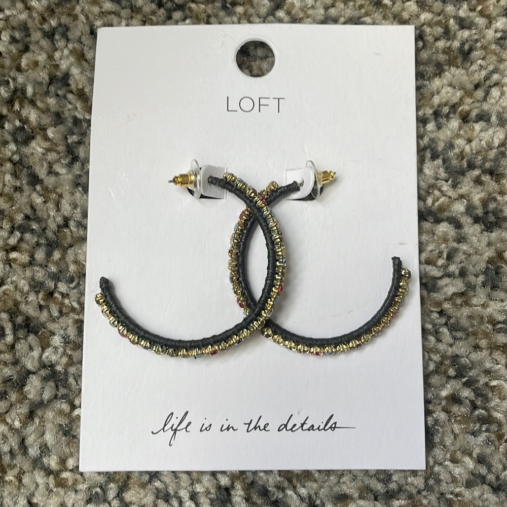 Loft Rhinestone Hoop Earrings
